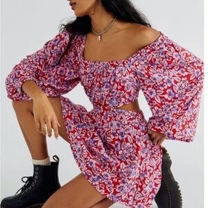 Free People Red and Purple Floral Dress